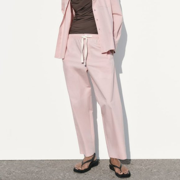 Zara Pants - ZARA Pink TIED POPLIN PANTS PINK SZ M
